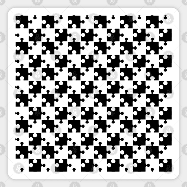 Black and white checkerboard puzzle design Magnet by rlnielsen4